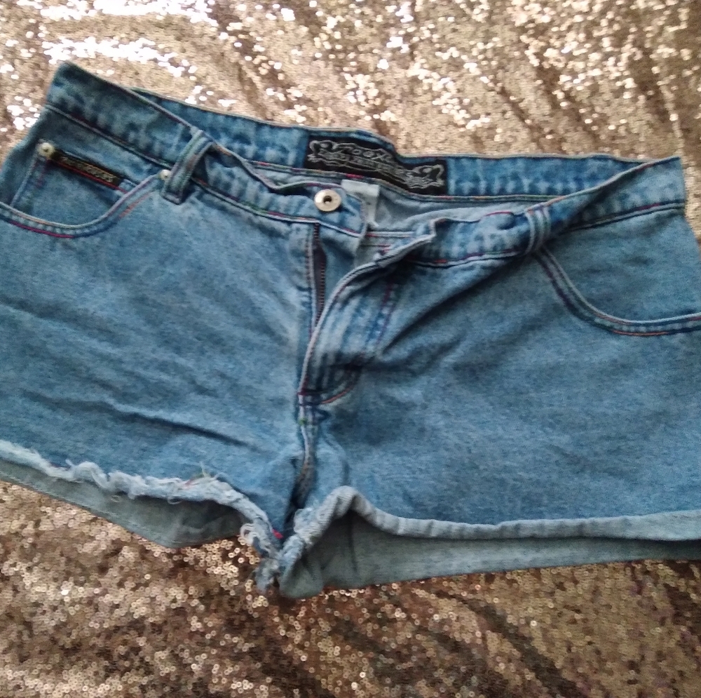 No Excuses Vintage 90's Multicolored cutoff jean shorts size 11/12